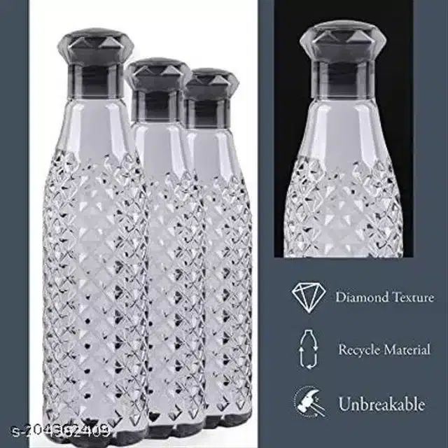 Plastic Water Bottles, Multicolor, 1000 ml, Pack of 3