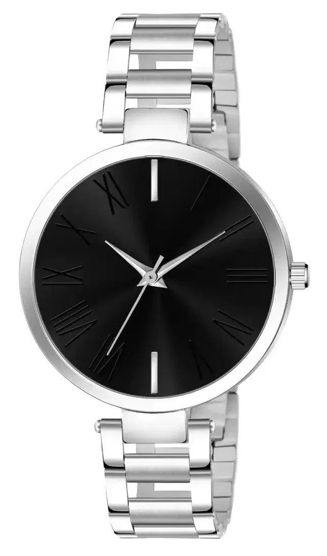 Round Dial Analog Watch for Women, Silver