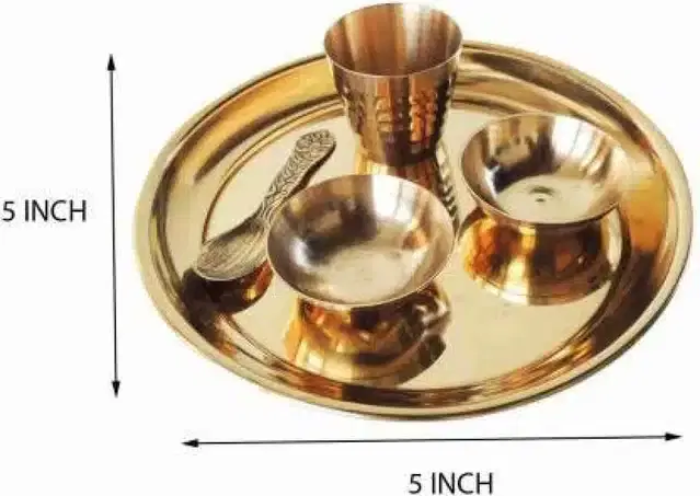 Laddu Gopal Bhog Plate, Gold, 5 Inch
