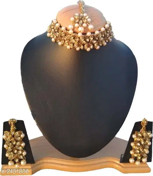 Elegant Alloy & Pearl Jewellery Set