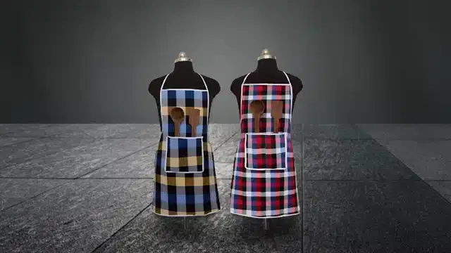 Cotton Kitchen Aprons, Multicolor, Pack of 2
