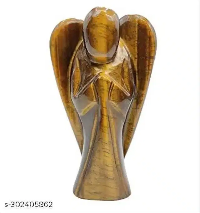 Tiger Eye Crystal Stone Angel, Gold