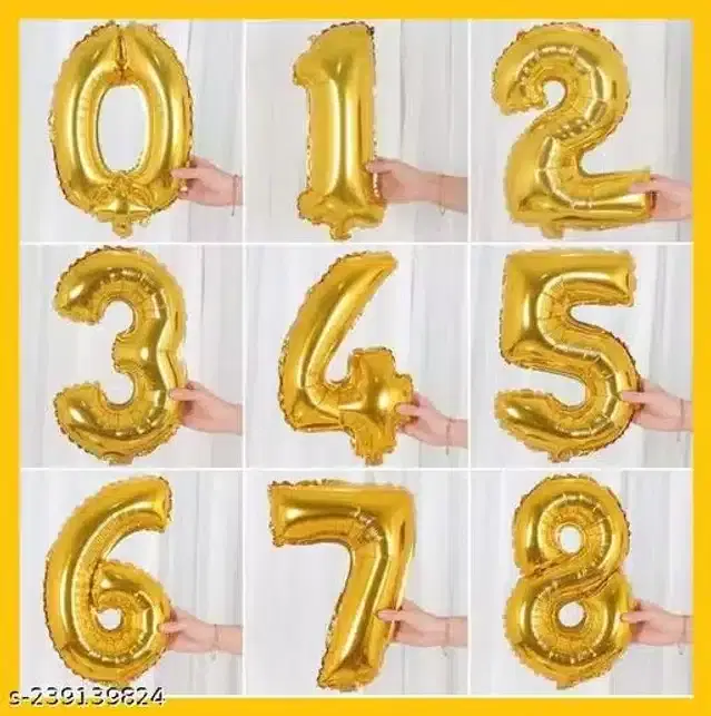 Number Foil Balloons Combo, Multicolor, Pack of 10