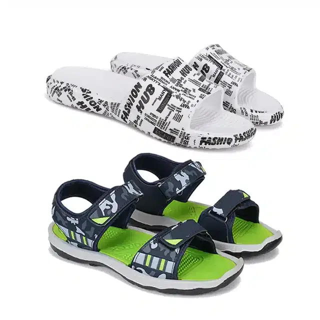 Combo of Sliders & Casual Shoes for Men, Pack of 2 (Multicolour, 9)