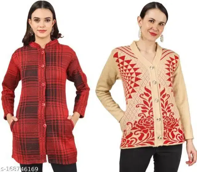 Woolen Sweater for Women, Pack of 2 (Multicolor, M)