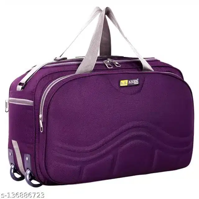 Polyester Trolley Duffel Bag for Men & Women, Purple