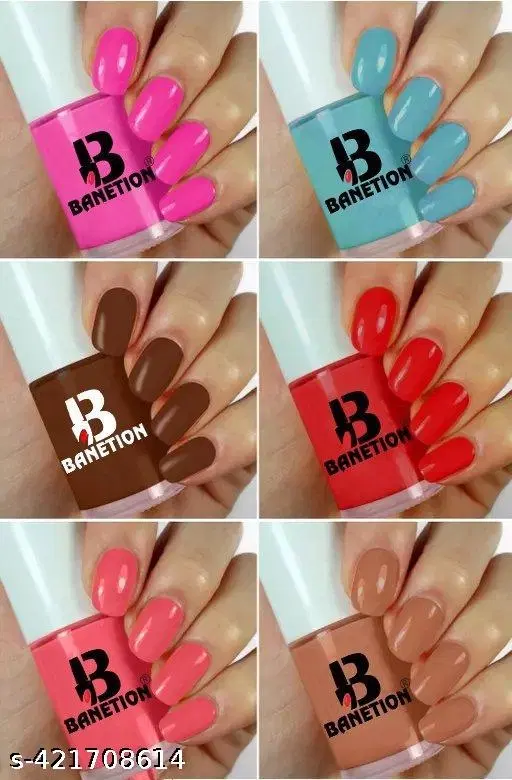 Banetion Matte Nail Polish, Multicolor, Pack of 6