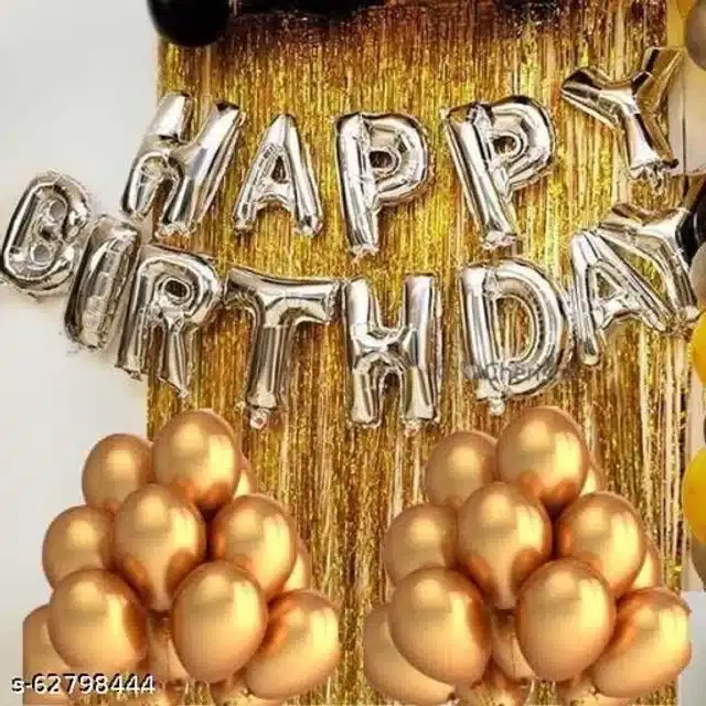 Birthday Party Decoration Kit, Gold & Silver, Set of 33