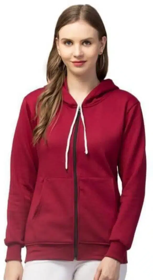 Fleece Hooded Sweatshirt for Women (Maroon, M)
