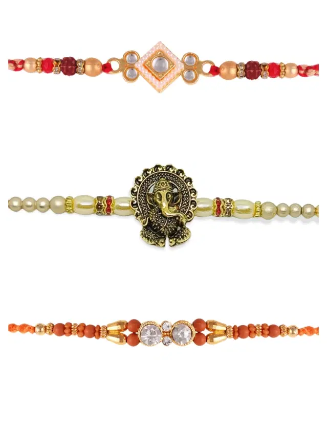 Designer Rakhi for Rakshabandhan, Multicolor, Pack of 3