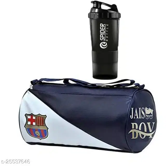 Combo of Gym Bag with Shaker Bottle, 400 ml, Multicolor, Set of 2