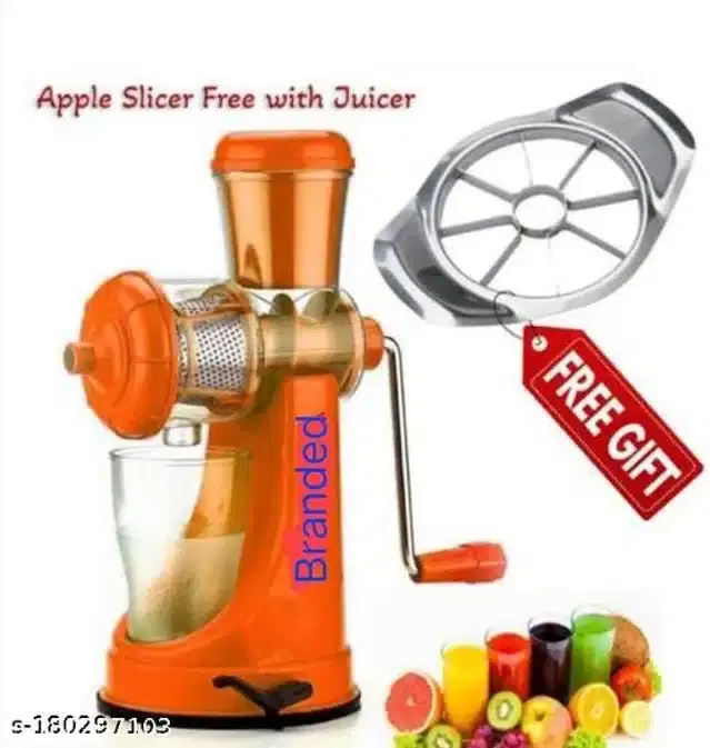 Plastic Manual Hand Juicer with Apple Cutter, Multicolor, Set of 2