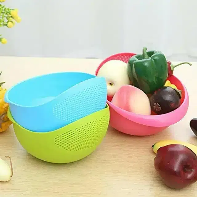 Plastic Food Strainer, Multicolor, Pack of 3