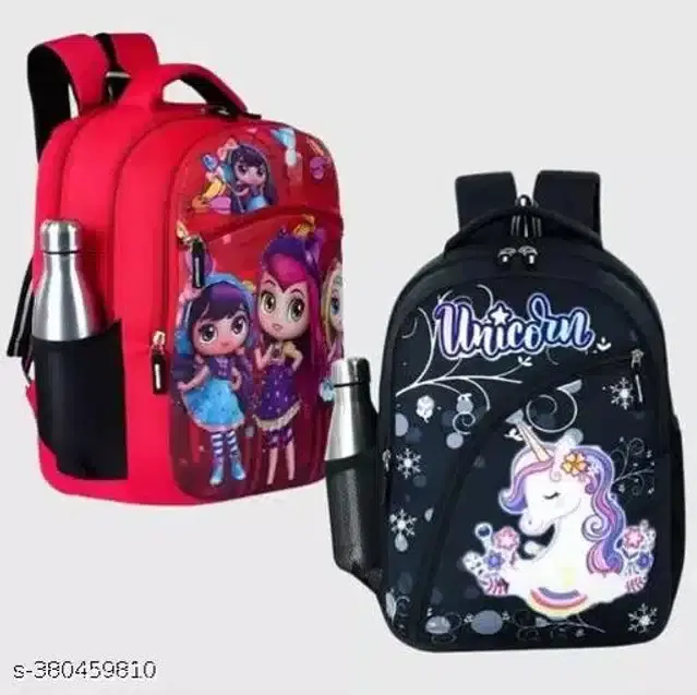 Polyester Backpack for Kids, Red & Black, 30 L, Pack of 2