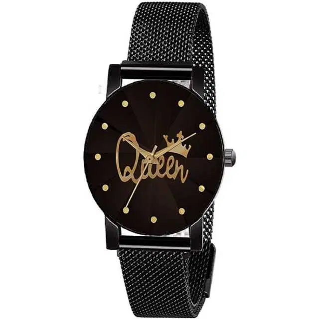 Casual Metal Analog Watch For Women (Black & Gold) (MP-197)