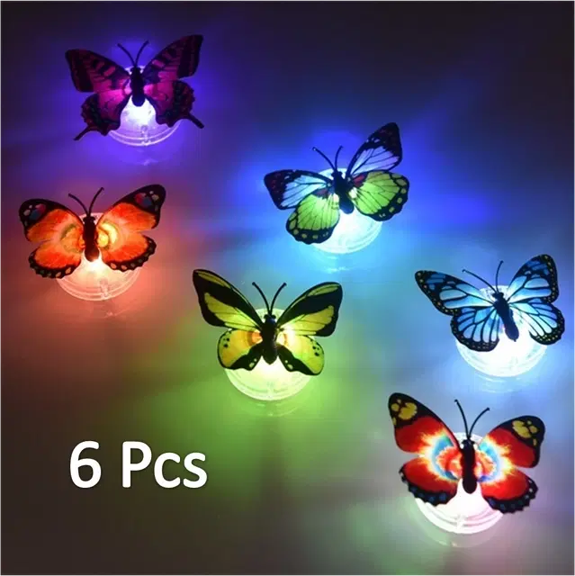 Plastic LED 3D Butterfly Wall Stickers, Multicolor, Pack of 6