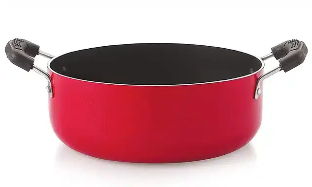 NIRLON Aluminium Serving Casserole, Red & Black, 2100 ml