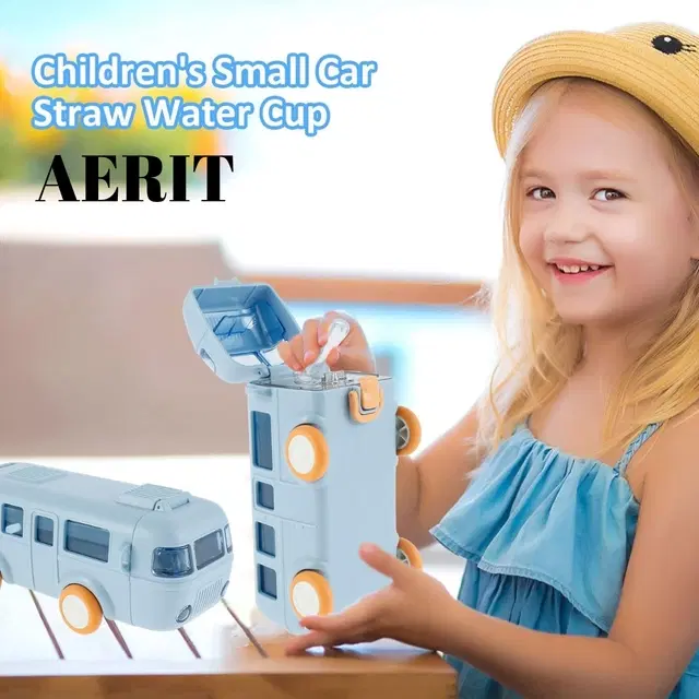 Plastic Bus Shape Sipper Bottle for Kids, Multicolor (1000 ml)