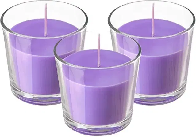 Votive Glass Candles, Purple, Pack of 5