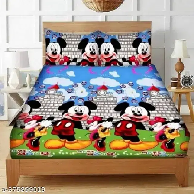 Polycotton Double Size Bedsheet with Pillow Cover, Multicolor, 78x98 Inches