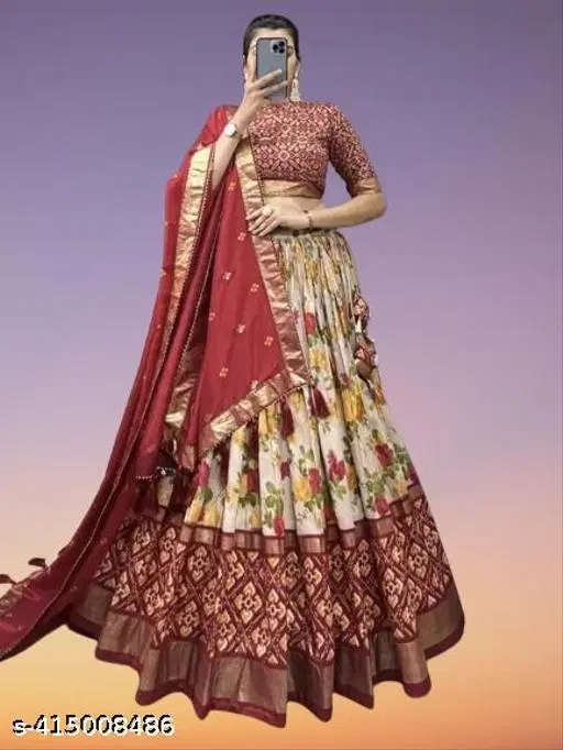 Girls Lehenga Choli for Women (Maroon, Semi Stitched)