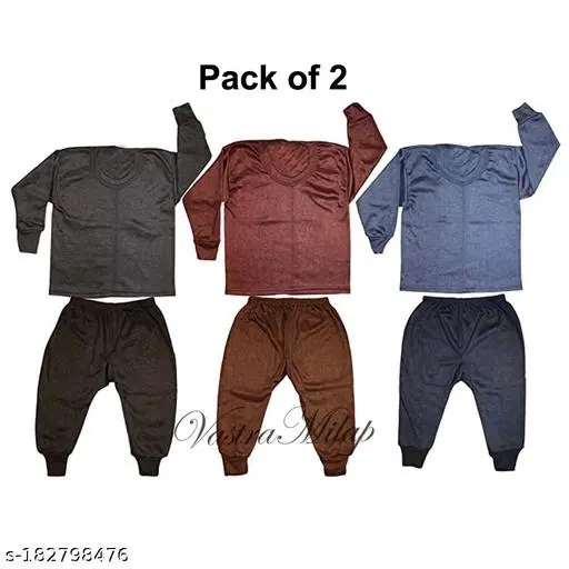 Woolen Thermal Set for Kids, Set of 2 (Multicolor, 0-3 Months)