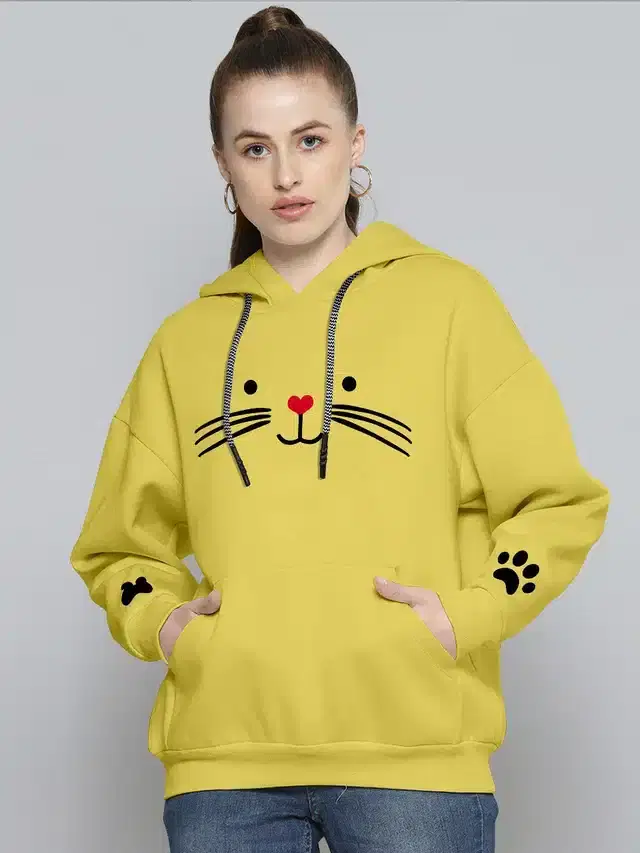 Hooded Sweatshirt for Girls (Yellow, S)