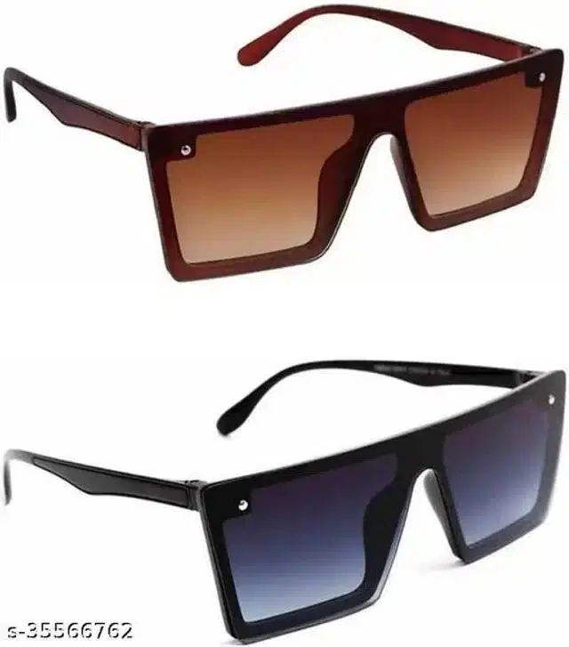 Sunglasses for Men, Pack of 2 (Black & Brown)