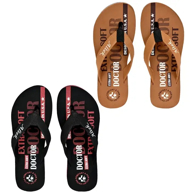 Flip-Flops for Women, Pack of 2 (Multicolour, 3)