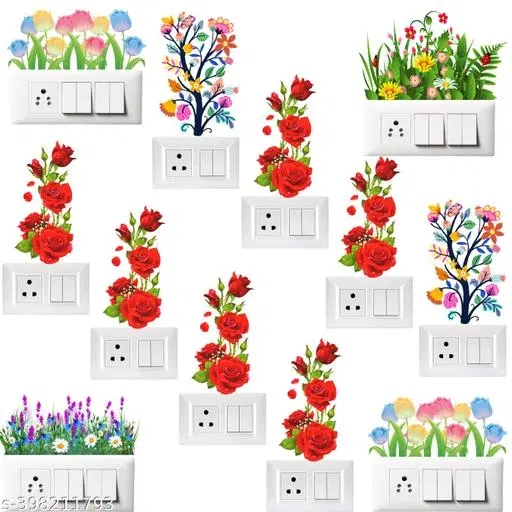 PVC Switch Board Stickers, Multicolor, 32x48 cm, Pack of 12