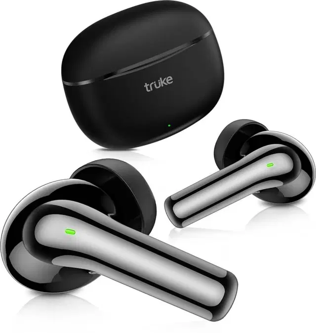 Truke Q1 Earbuds, Black with 80H Battery, 4Mic Adv.ENC, 12mm Drivers, Game Mode, 45ms