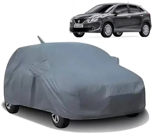 Car Cover For Maruti Suzuki Baleno, With Mirror Pockets, Grey, Pack of 1