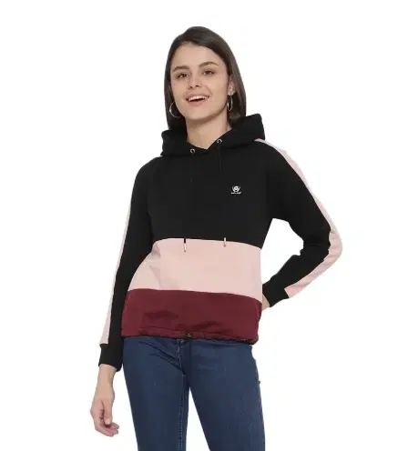 Women's Colorblock Sweatshirt, Black (L)