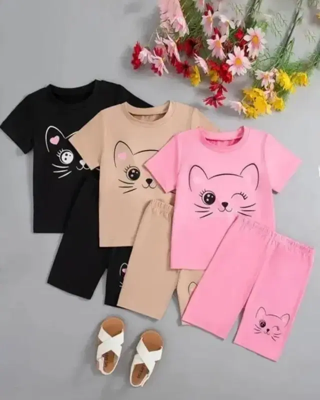 Cotton Blend Printed Clothing Set for Girls, Multicolour, Pack of 3 (0-6 Months)