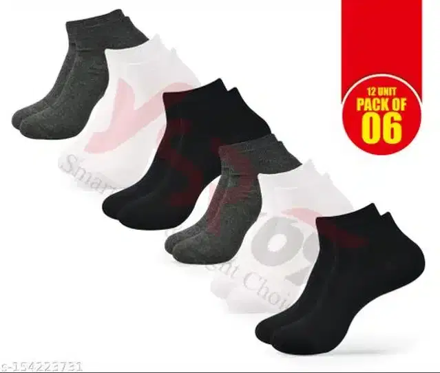 Polycotton Socks for Men, Set of 6 (Multicolor)