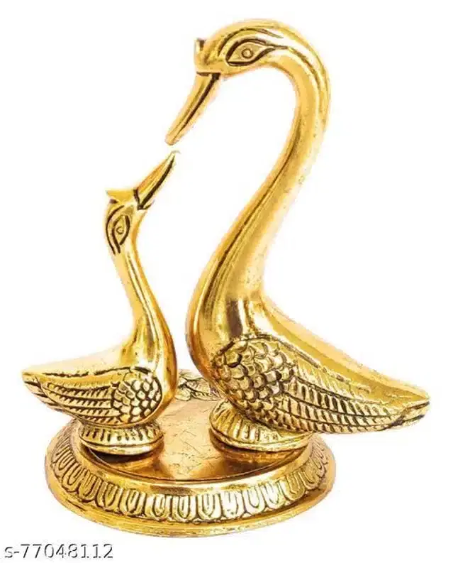 Metal Swan Statue Idol Figurine, Gold