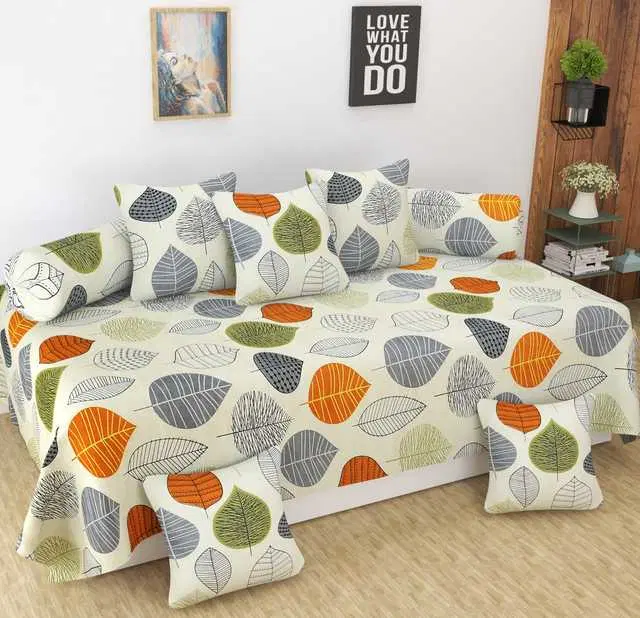 Homefab Microfiber Diwan Set, Cream, 60X88 In, HF-134