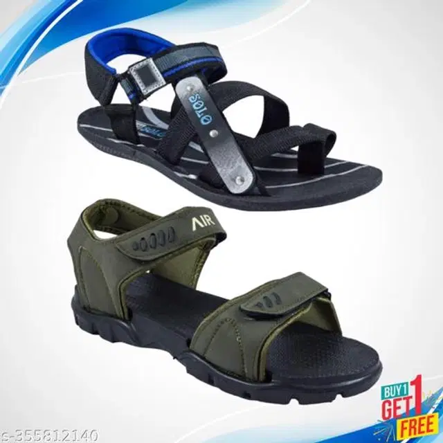 Sandals for Men, Pack of 2 (Multicolor, 6)