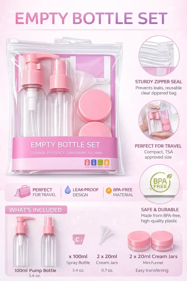 Multiutility Bottle & container Set Pink