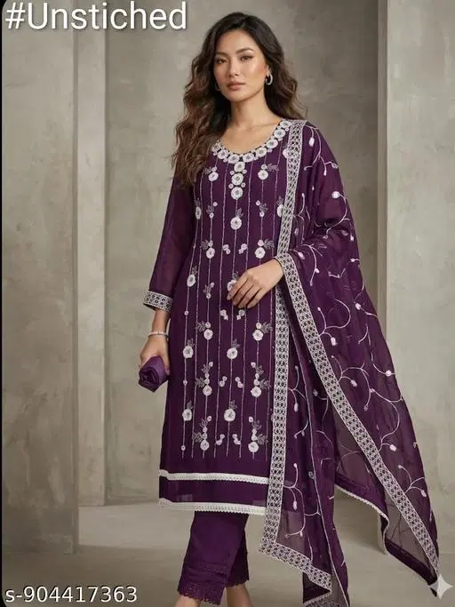Embroidered Floral Printed Punjabi/All Over Suits (6.05 meter for Men (M)