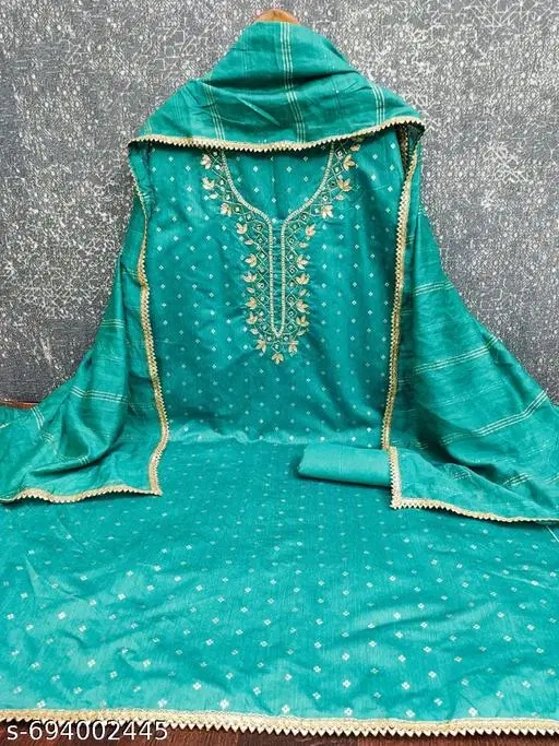 Punjabi Suit Set (Embroidered, Multicolor, 6.85 meter (3XL)) (Multicolor, 6.05 meter for Women (M)