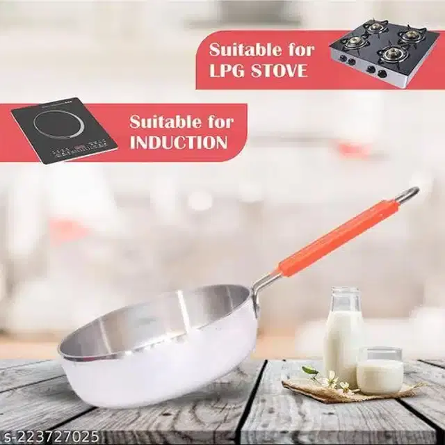 Aluminium Fry Pan for Cooking, Silver