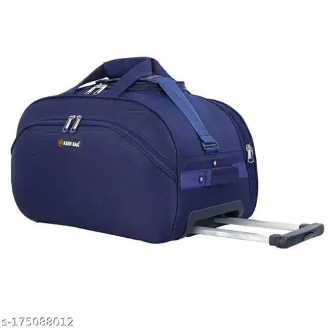 Polyester Trolley Duffel Bag for Men & Women, Navy Blue
