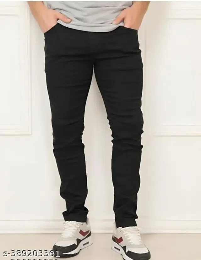Denim Slim Fit Jeans for Men (Black, 28)