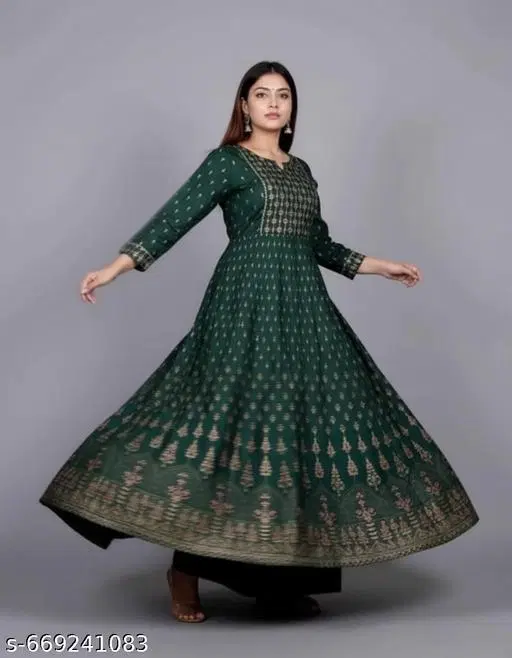 Viscose Rayon Kurti for Women, Green (M)