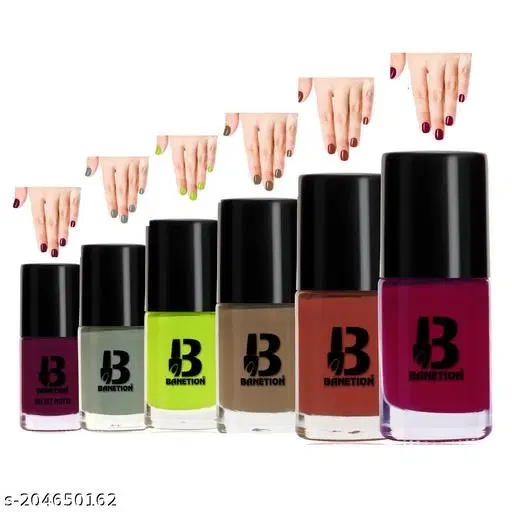 Banetion Matte Nail Polish, Multicolor, Pack of 6