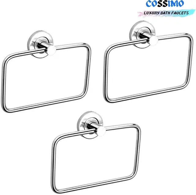 Stainless Steel Multipurpose Towel Ring with Wall Flange, Silver, Set of 3