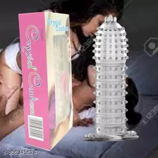Crystal Dotted Reusable Condom for Men, Transparent, Pack of 1