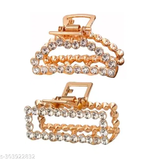 Gold Hair Clips & Hair Pins for Women (Gold, 2 Pcs)