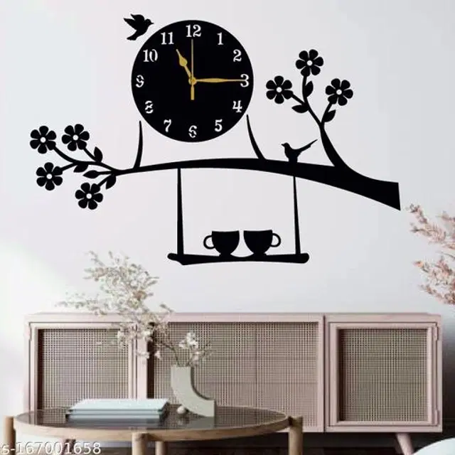 Wooden Wall Clock for Home, Black